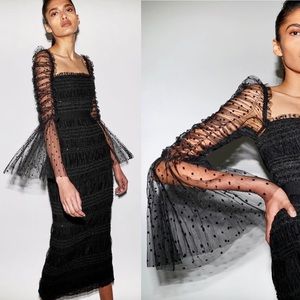 Self-Portrait Black Midi Dress